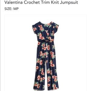 Loveappella Valentina crochet trim knit jumpsuit